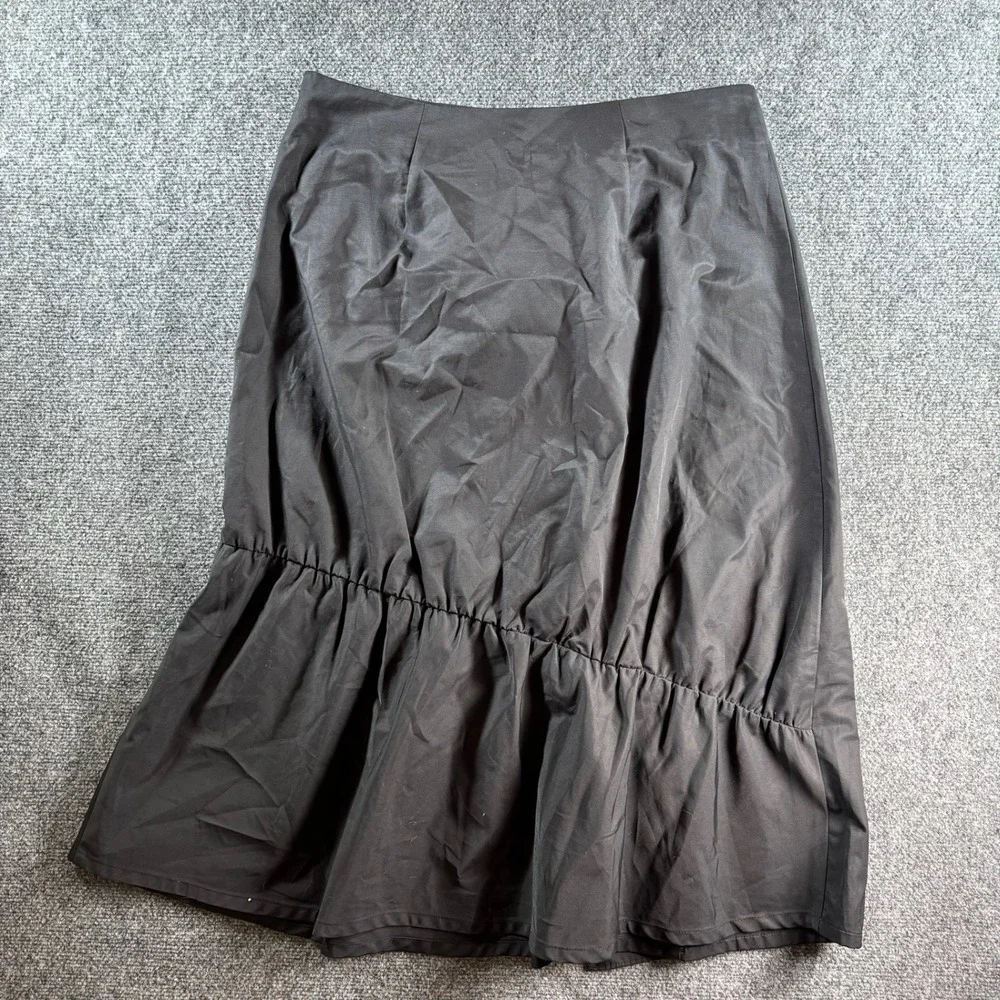 Halogen Ruffle Front Midi Skirt Womens 14 Black Tiered Draped NWT New